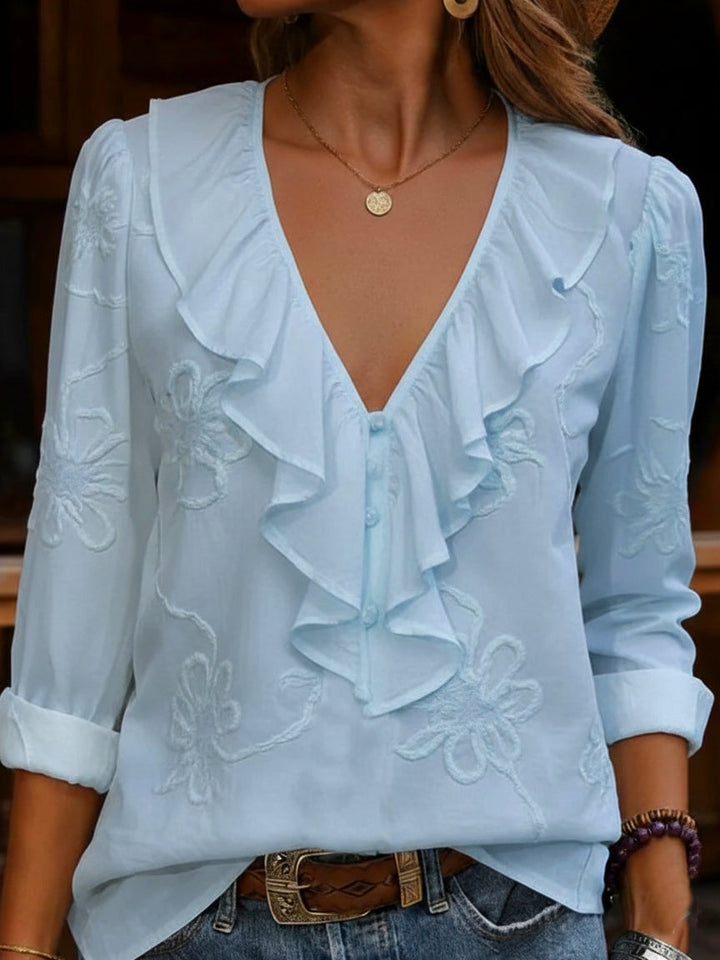 Celestine - Chemise Vintage À Motif Floral Et Col en V