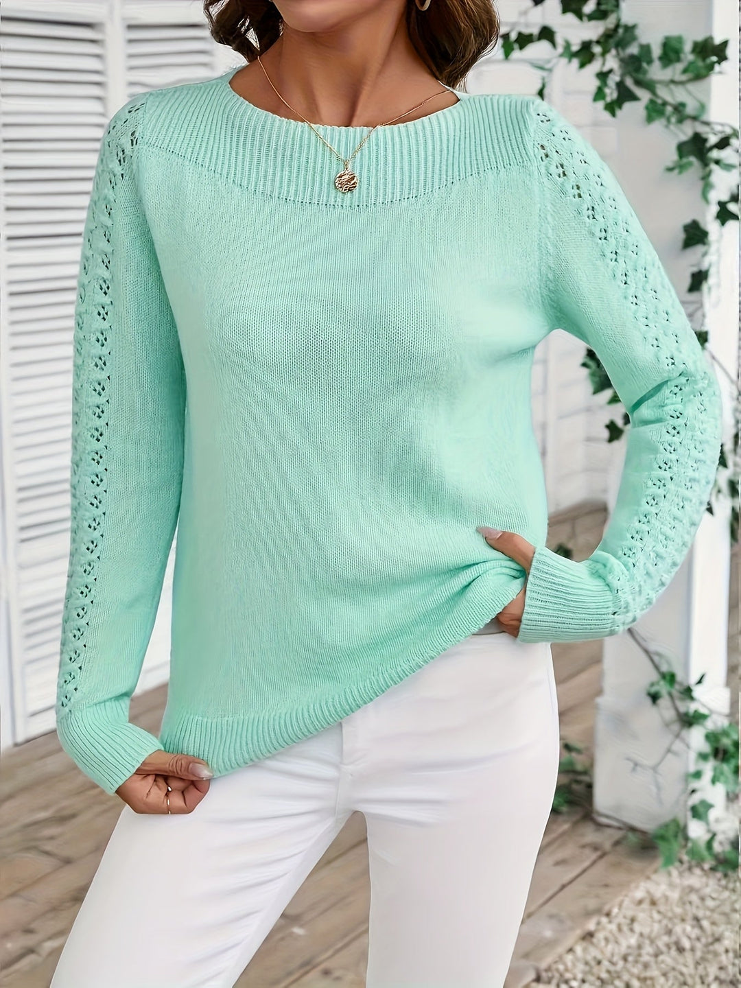 Pauliina - Pull Décontracté À Manches Longues Et Ajouré