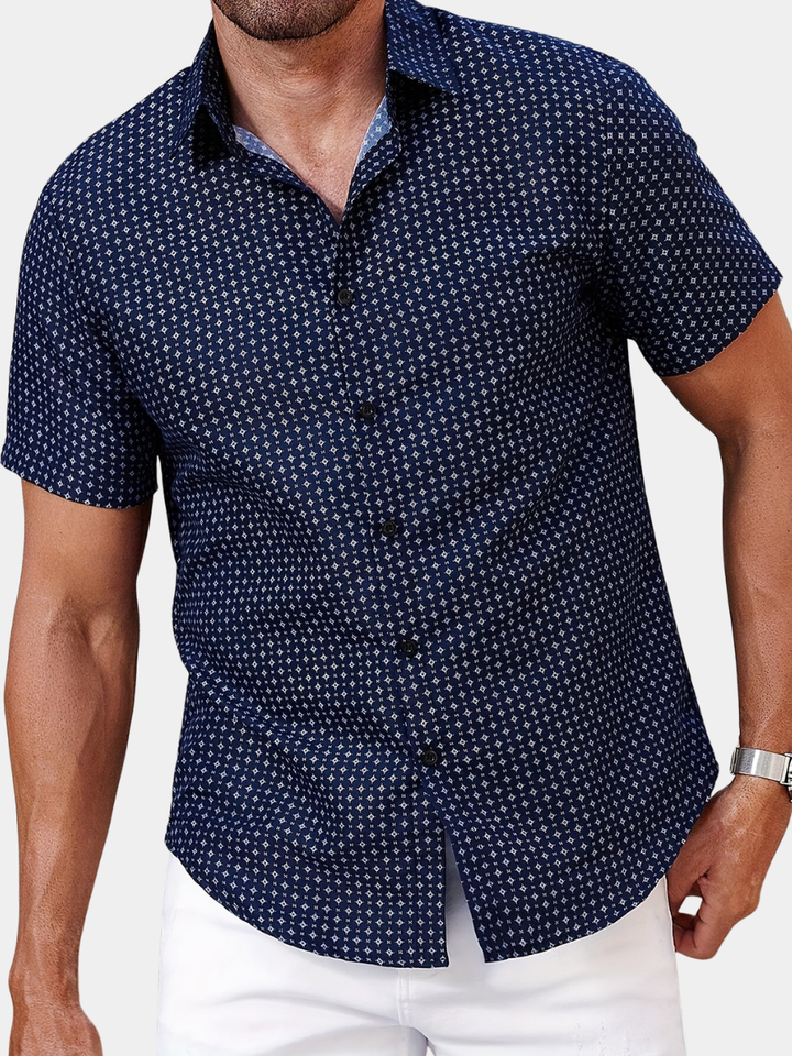 Orvian - Chemise À Manches Courtes À Imprimé Géométrique Et Boutons