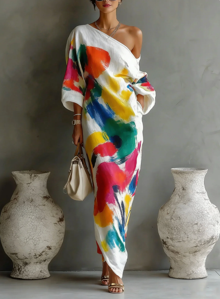 Lorrainen - Robe Longue Asymétrique Artistique