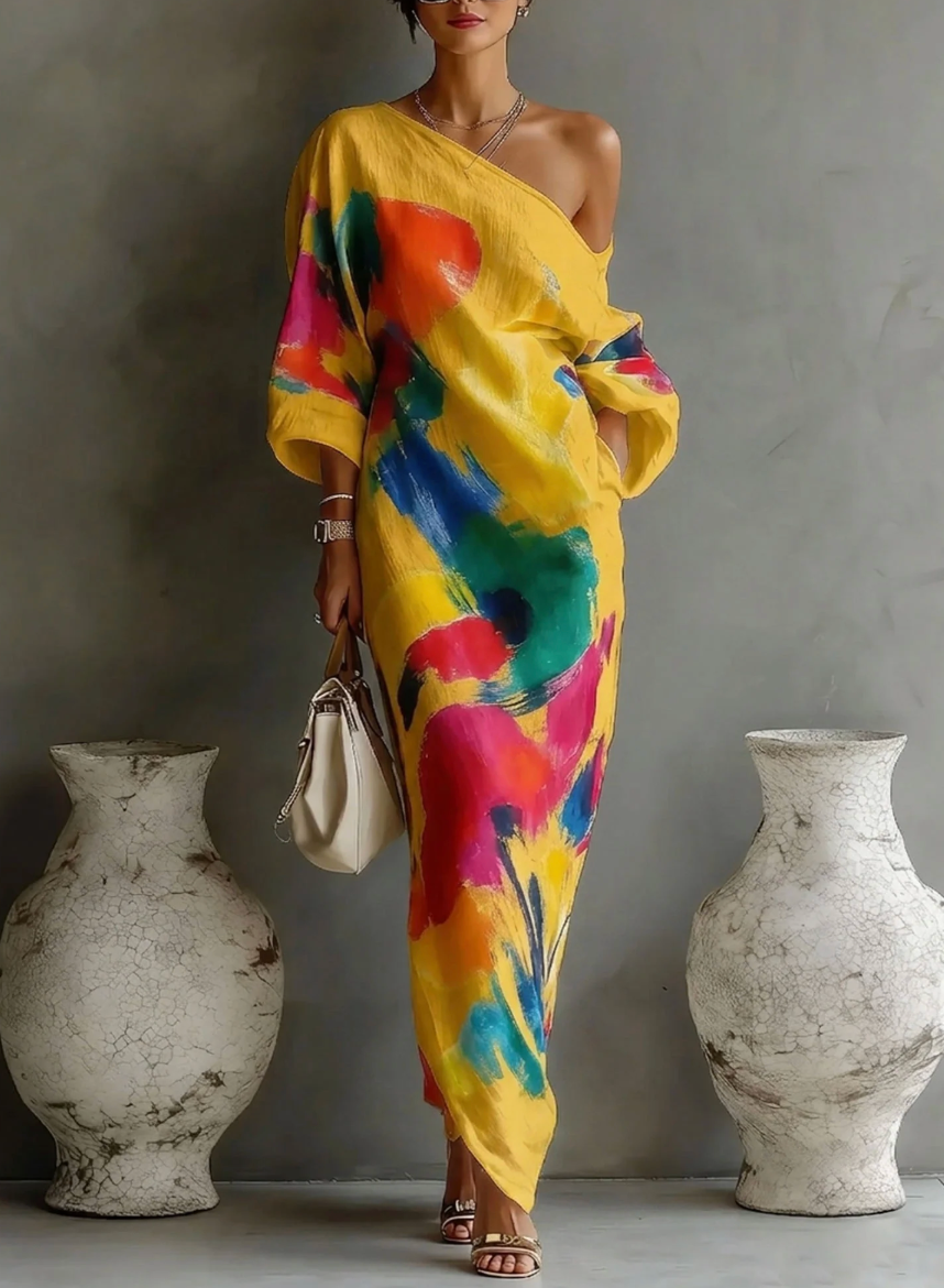 Lorrainen - Robe Longue Asymétrique Artistique