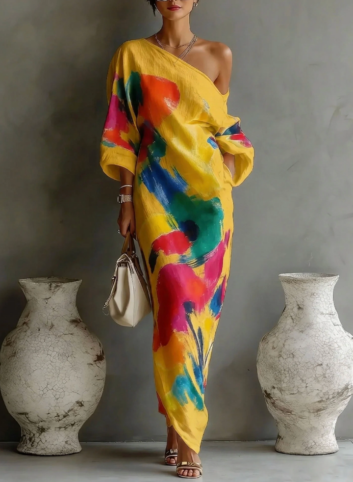 Lorrainen - Robe Longue Asymétrique Artistique