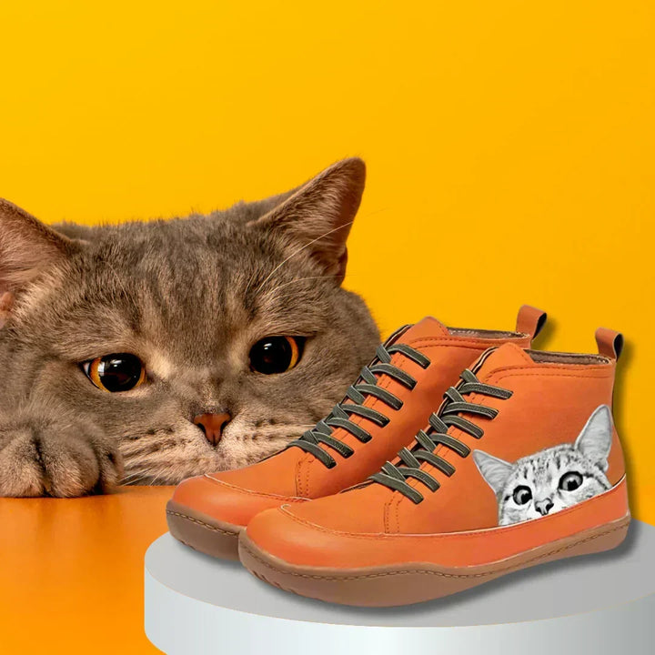 Fenna - Bottines en Cuir Pour Les Amoureux Des Chats