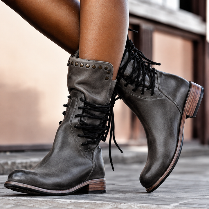 Mannou - Bottines Motardes À Lacets Croisés Et Doublure en Polaire