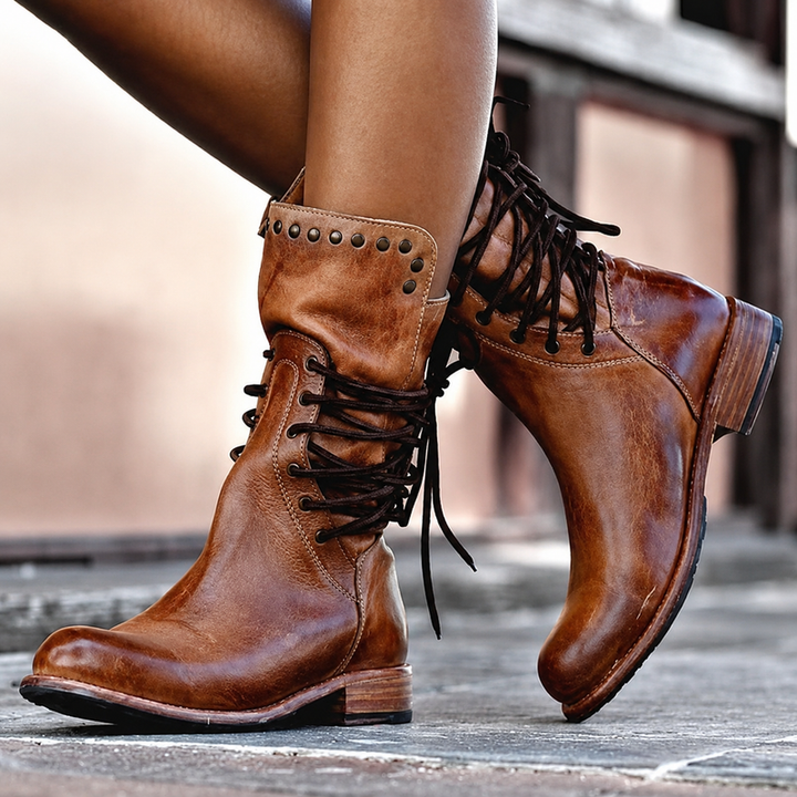 Mannou - Bottines Motardes À Lacets Croisés Et Doublure en Polaire