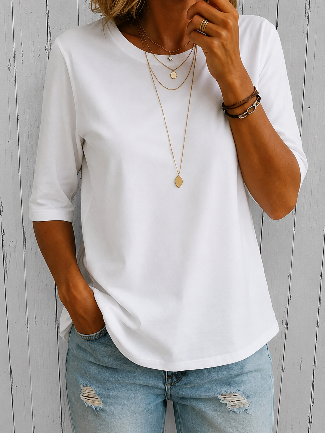 Uththara - Chemise Confortable À Manches Courtes