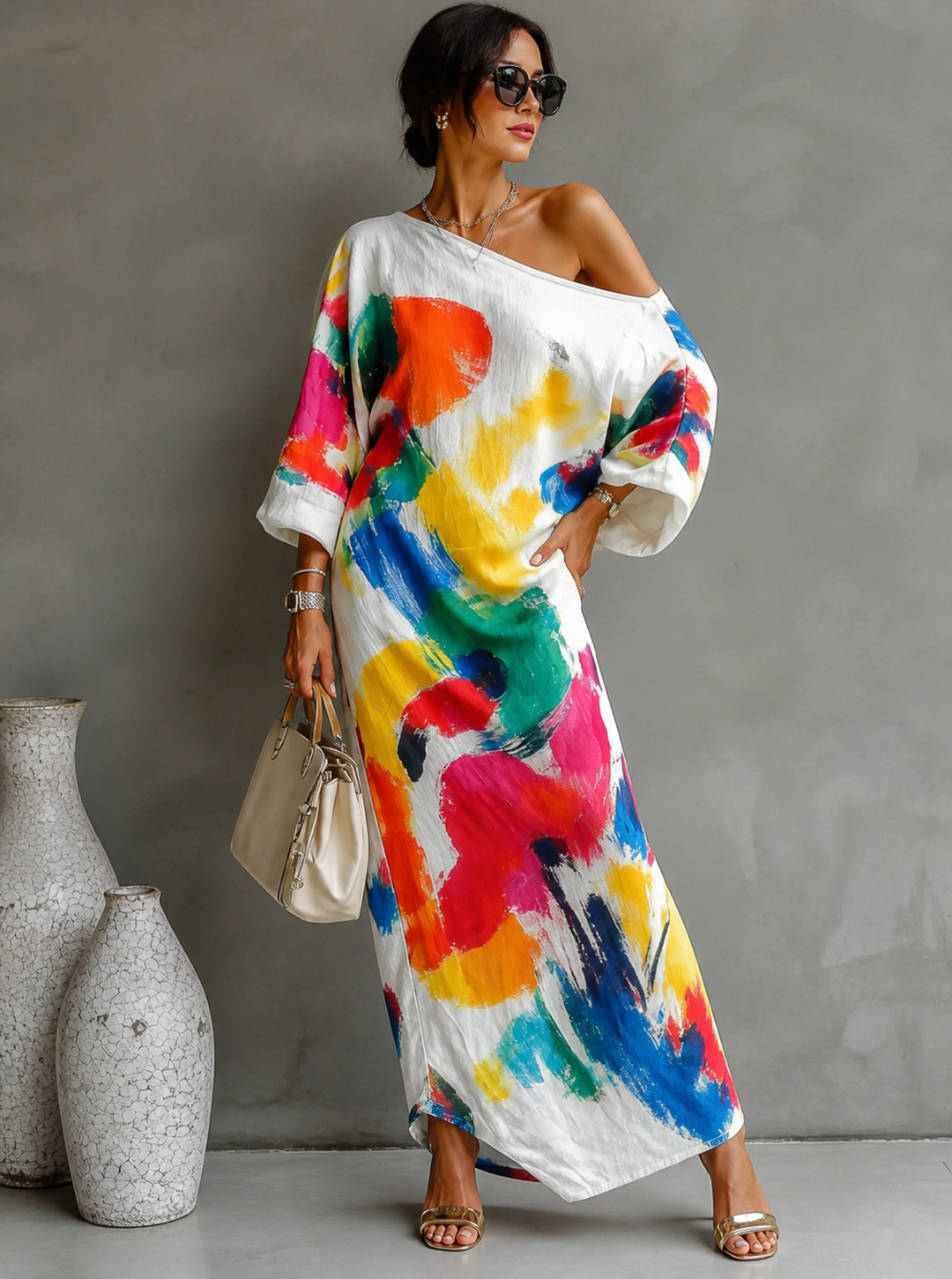 Lorrainen - Robe Longue Asymétrique Artistique