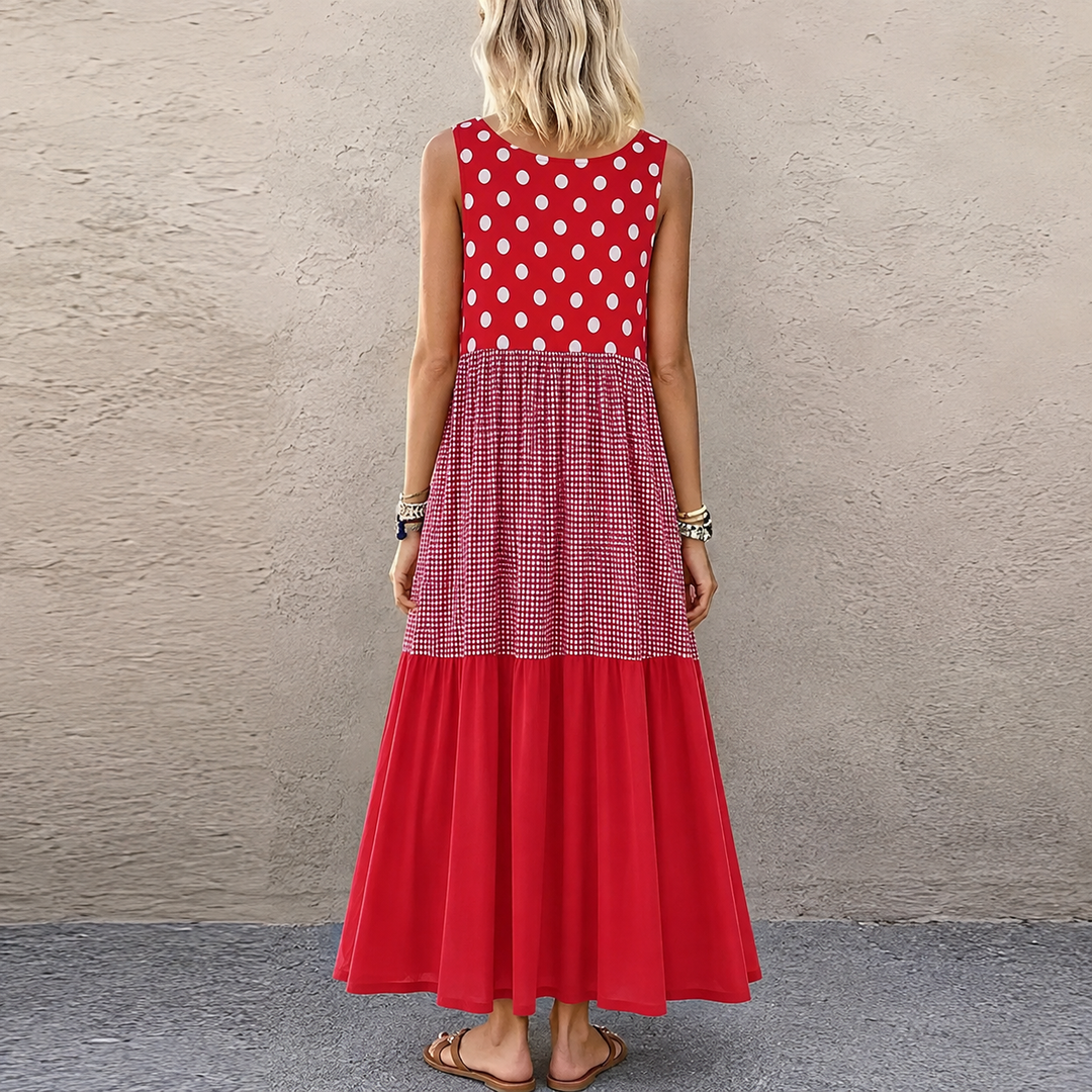 Shezina - Robe Sans Manches en Patchwork