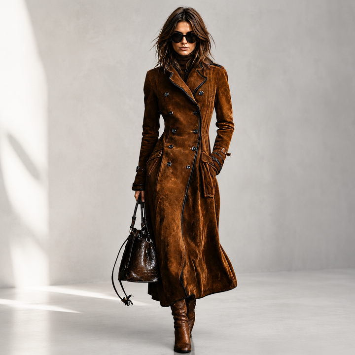 Derya - Tranchée Manteau Long en Daim