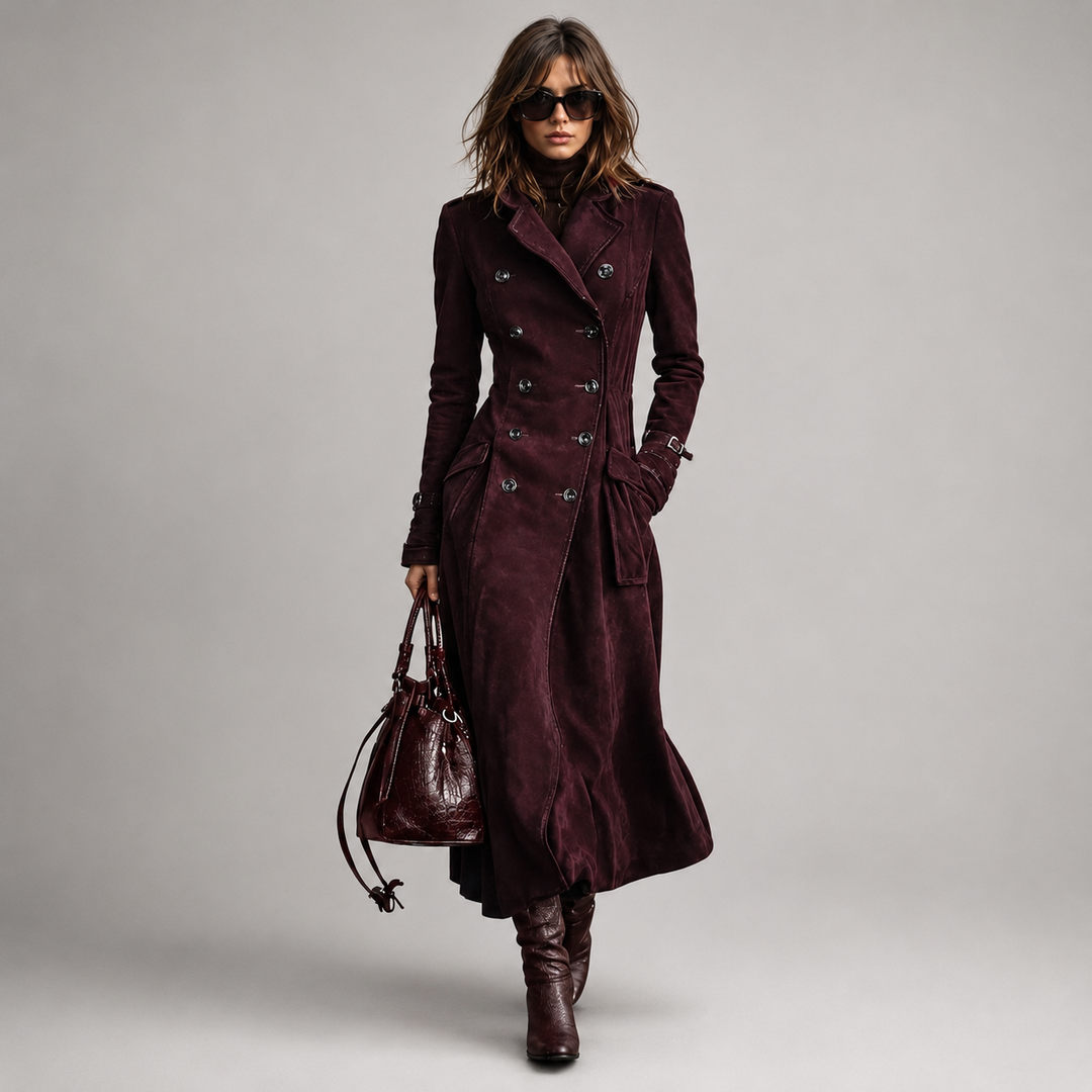 Derya - Tranchée Manteau Long en Daim