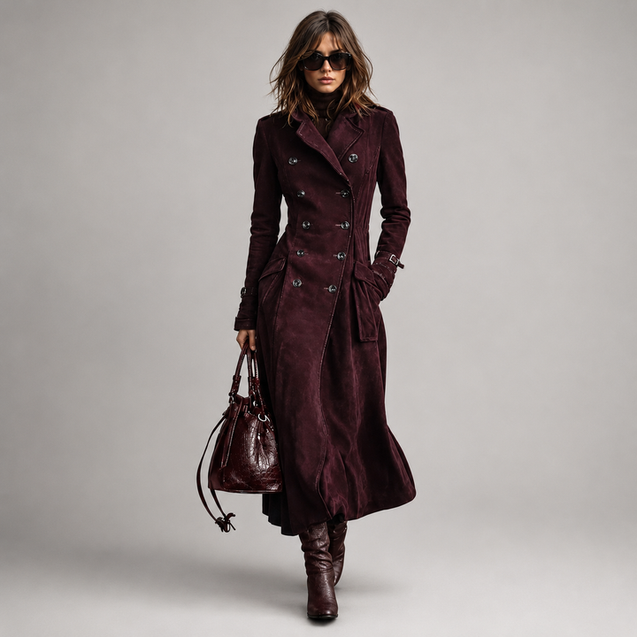 Derya - Tranchée Manteau Long en Daim