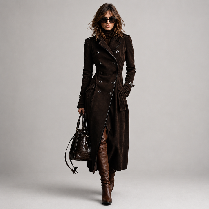 Derya - Tranchée Manteau Long en Daim