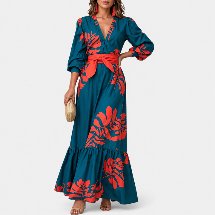 Hacire - Robe Longue À Imprimé Floral Tropical