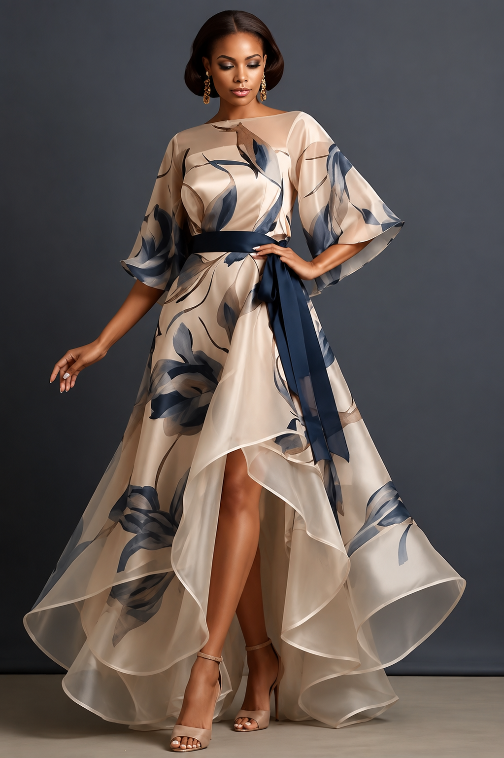 Lunara - Robe Longue en Mousseline À Imprimé Floral Fluide