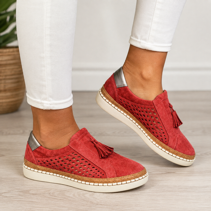 Sheyzina - Mocassins à Plateforme et à Pompons Perforés à Enfiler