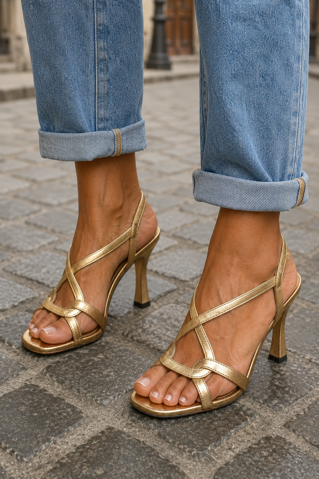 Cassie - Sandales À Talons Le Charme De L'été Doré