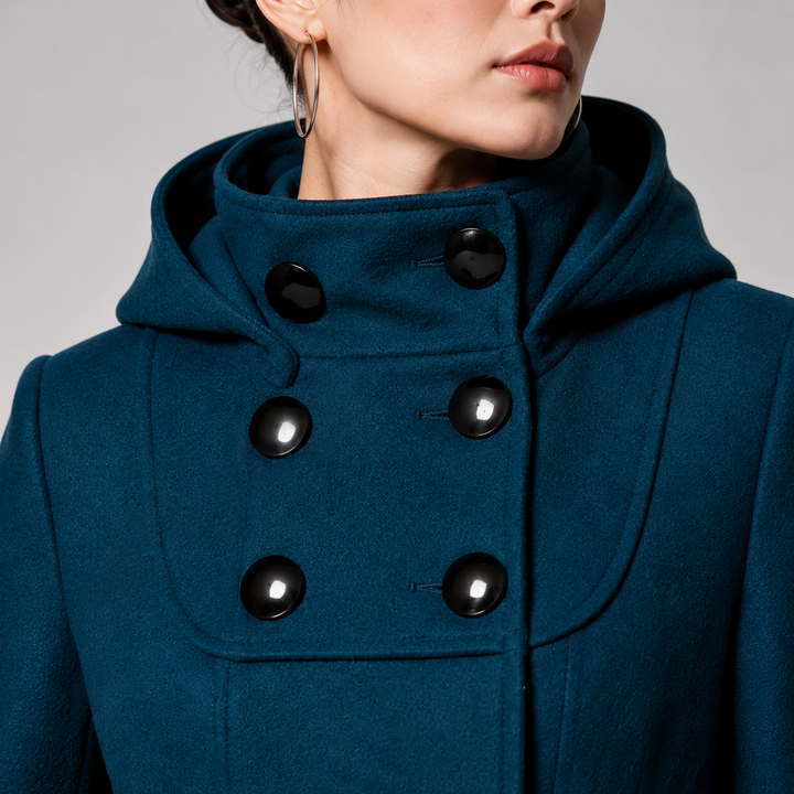 Khadidja - Manteau À Capuche Et Double Boutonnage