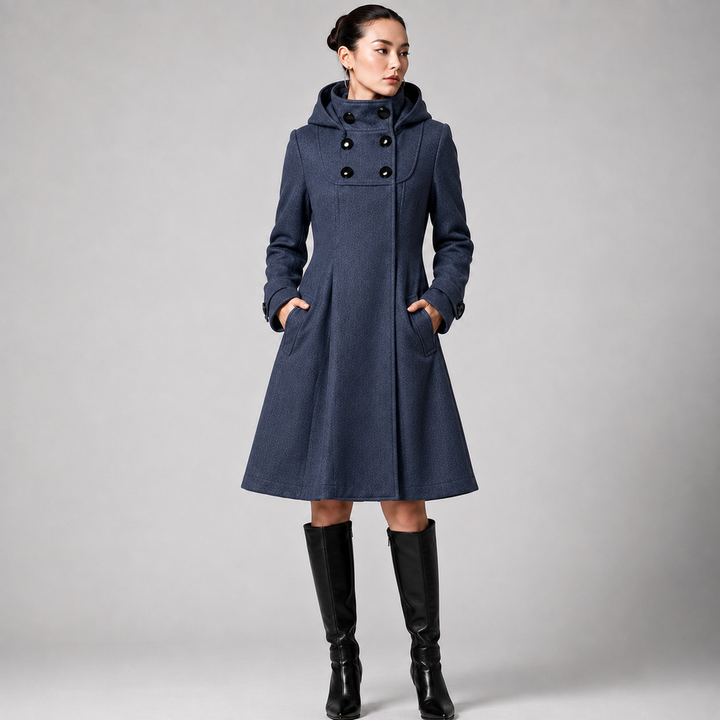 Khadidja - Manteau À Capuche Et Double Boutonnage