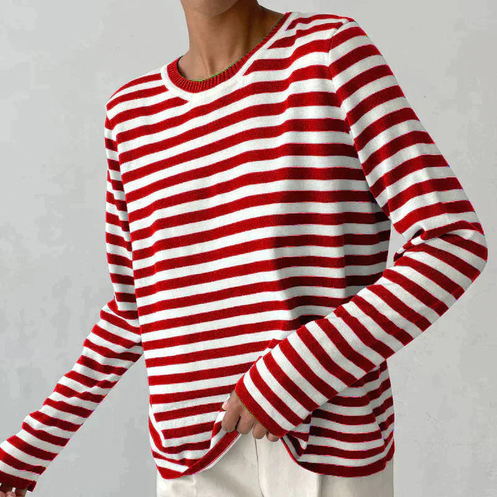 Quintina - Pull Élégant À Manches Longues Avec Motif À Rayures