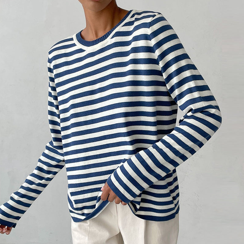 Quintina - Pull Élégant À Manches Longues Avec Motif À Rayures