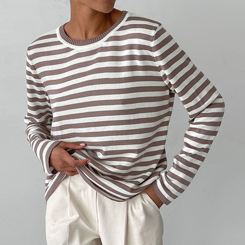 Quintina - Pull Élégant À Manches Longues Avec Motif À Rayures
