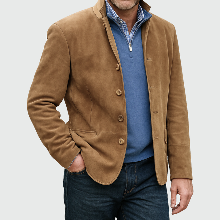 Ferdinando - Blazer Classique En Daim à Boutons