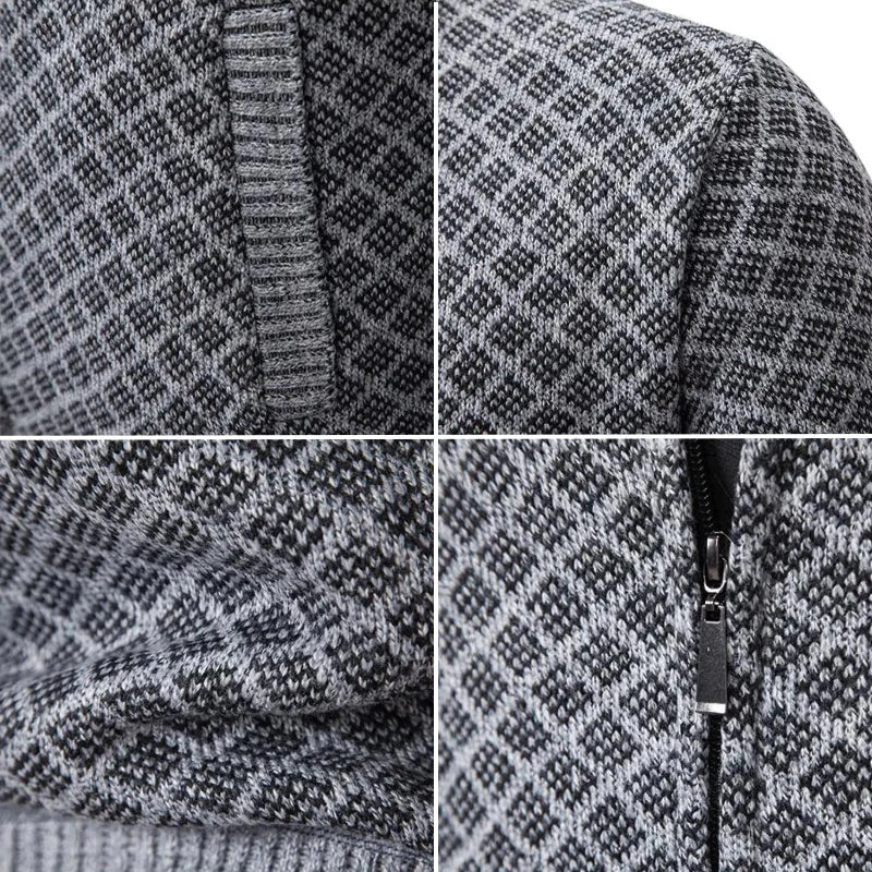 Klarik - Cardigan en Maille À Fermeture Éclair Intégrale Et Motif Losange