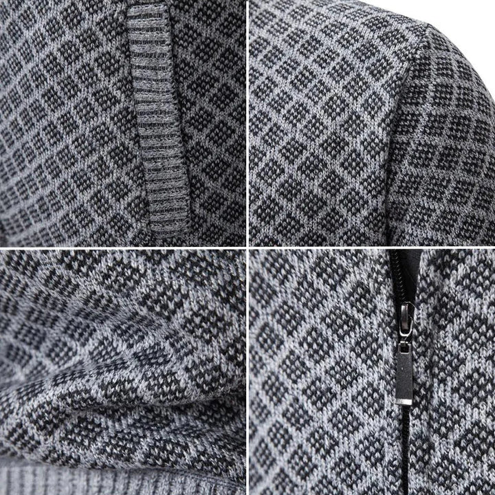 Klarik - Cardigan en Maille À Fermeture Éclair Intégrale Et Motif Losange