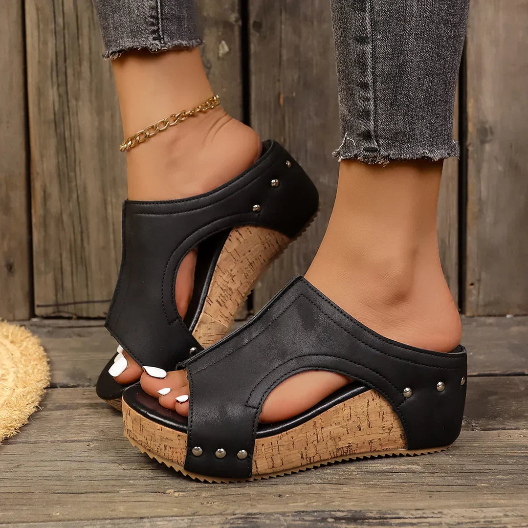 Margo - Sandales À Talons Compensés Élégantes Avec Tige Ajourée