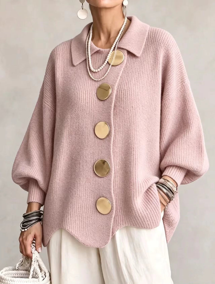 Shiryl - Cardigan en Maille à Col et Boutons Manches Longues