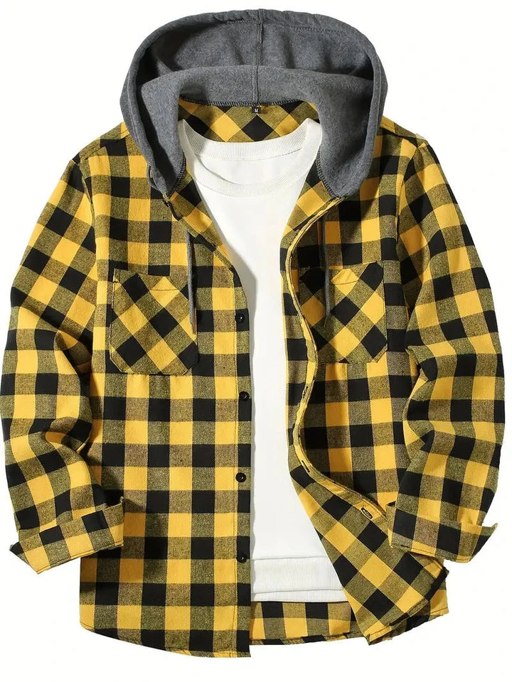 Ronildo - Chemise à Carreaux à Manches Longues Capuche et Boutons