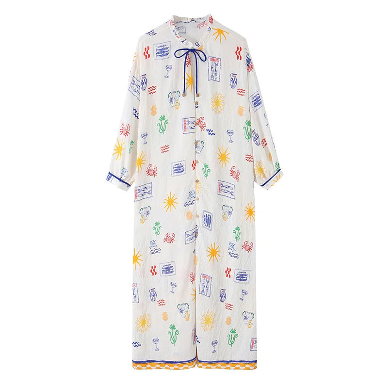 Maris - Robe Longue À Imprimé Et À Manches