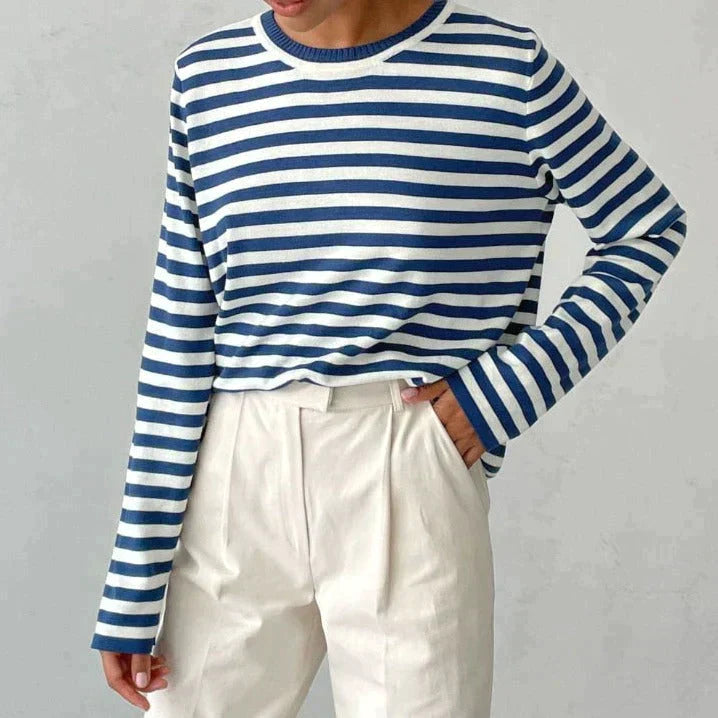 Quintina - Pull Élégant À Manches Longues Avec Motif À Rayures