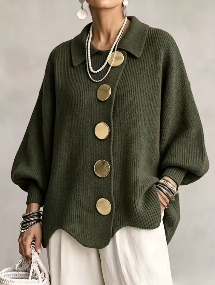 Shiryl - Cardigan en Maille à Col et Boutons Manches Longues