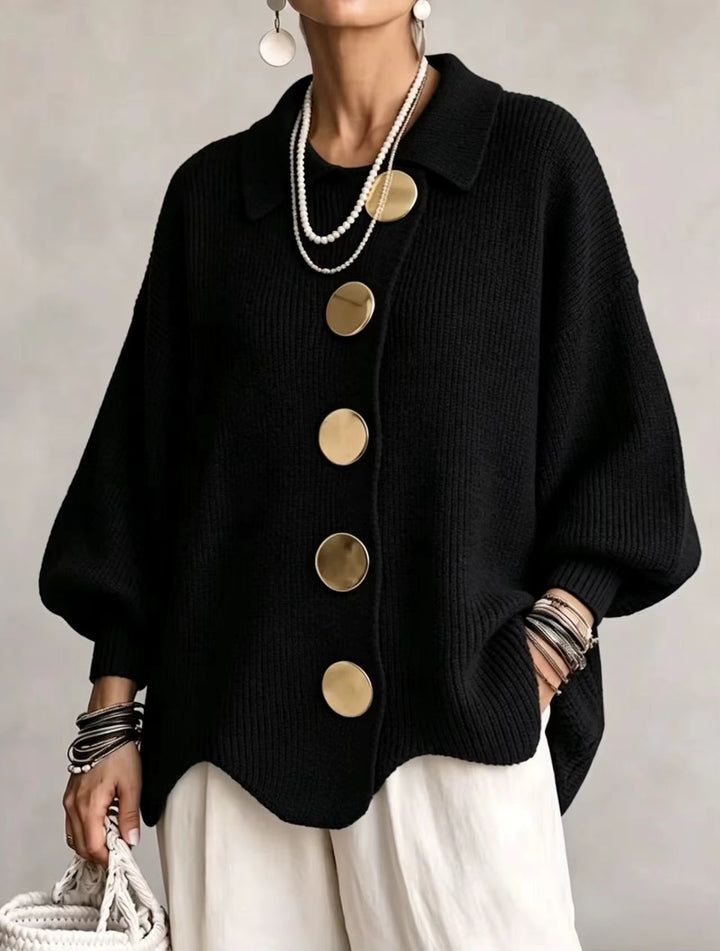 Shiryl - Cardigan en Maille à Col et Boutons Manches Longues