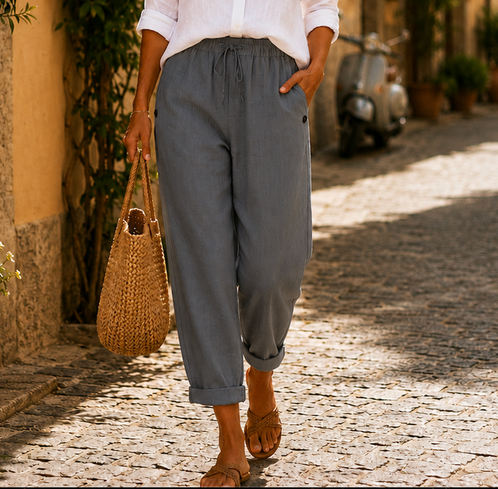 Pillina - Pantalon En Lin Avec Cordon De Serrage à La Taille