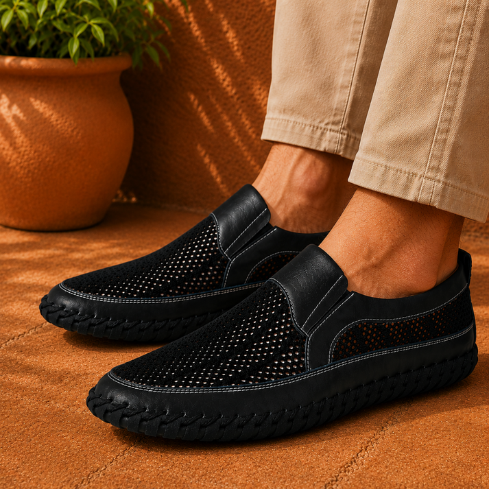 Joerg - Mocassins Sans Lacets en Cuir et Maille