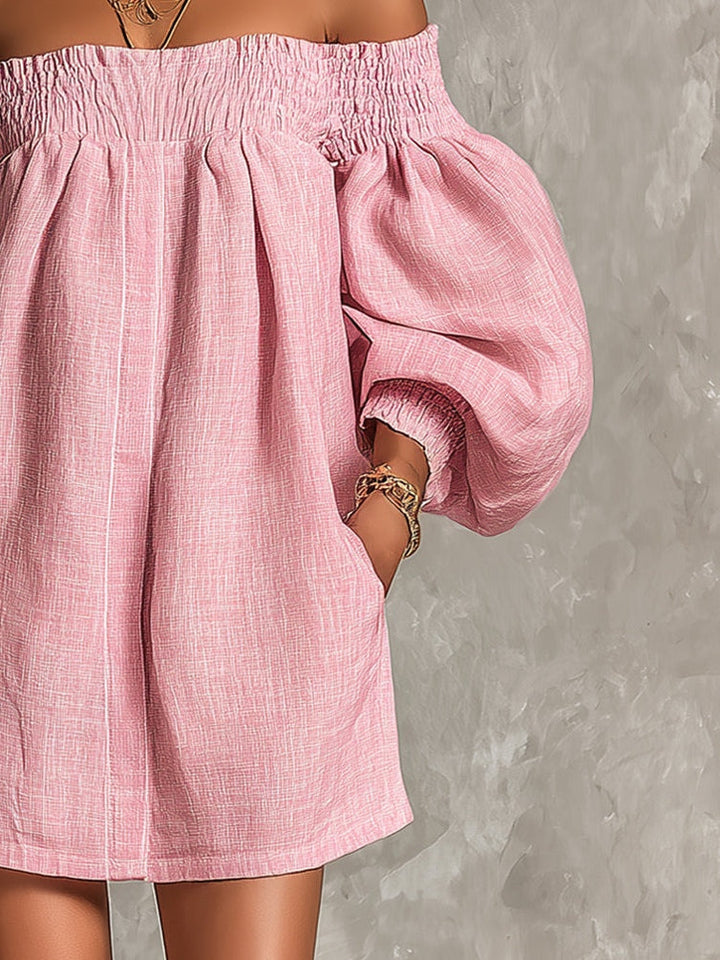Rewina - Mini-Robe À Épaules Dénudées Et Manches Lanterne