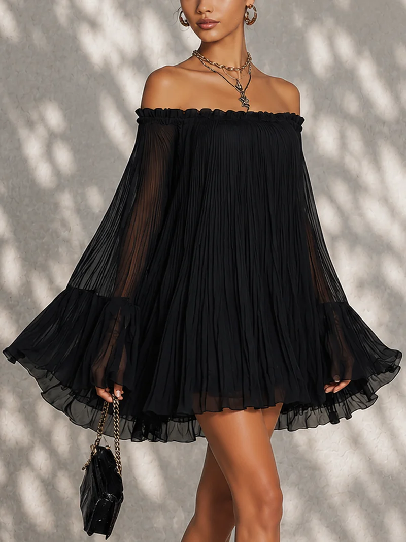 Virelia - Mini-Robe À Manches Cloche Froncées