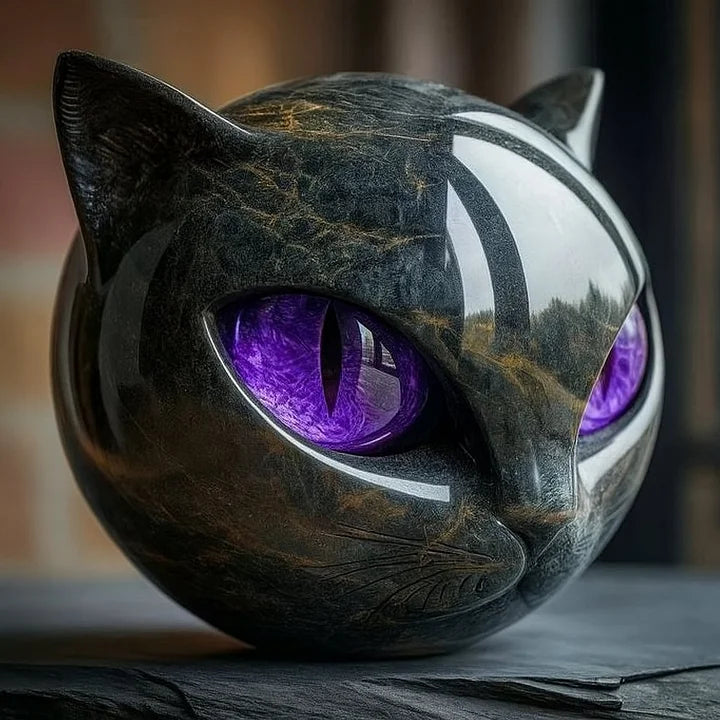 Nyxcharm - Sculpture Tête De Chat Noir Mystique