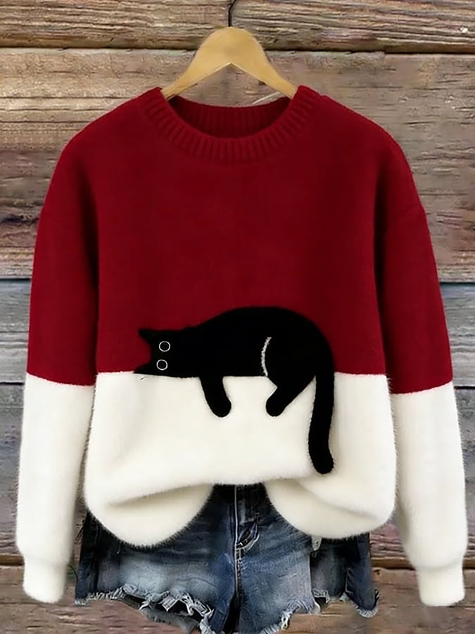 Aiste - Pull Décontracté À Motif Chat