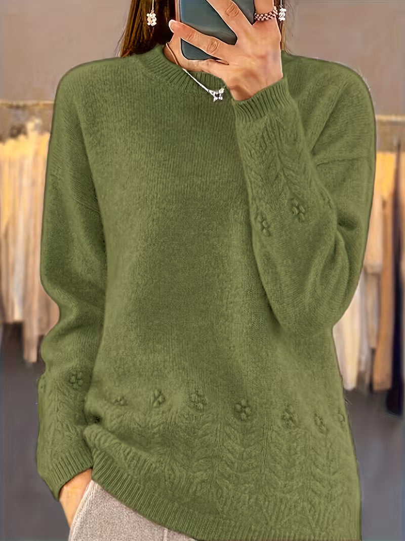 Ghizala - Pull À Col Rond en Maille À Motif Floral