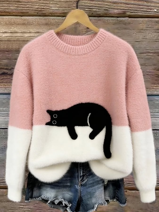 Aiste - Pull Décontracté À Motif Chat