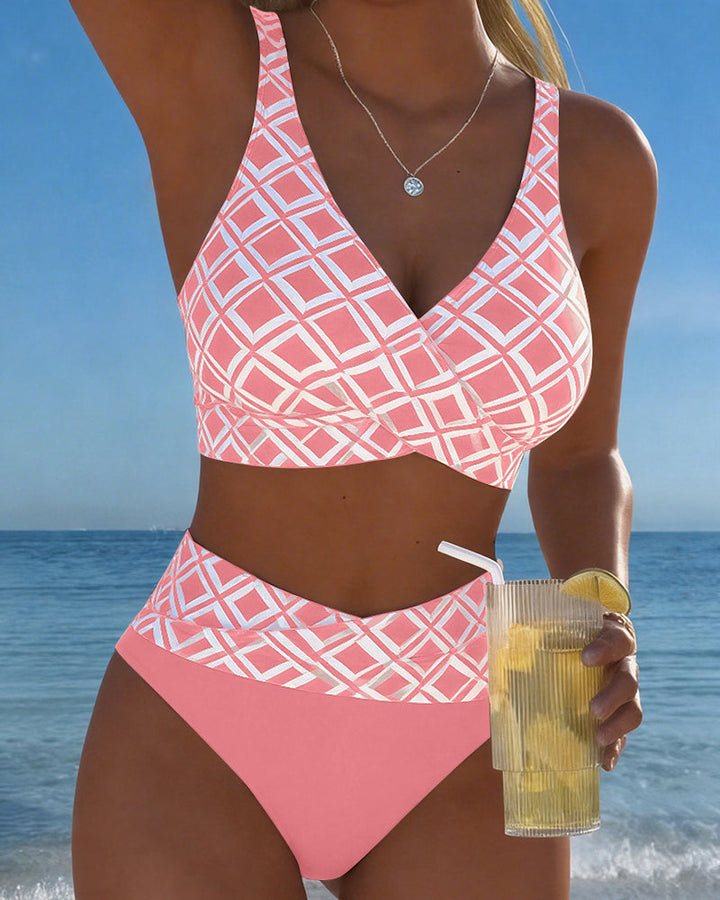 Chelvi - Élégant Bikini Deux Pièces À Motif Losanges