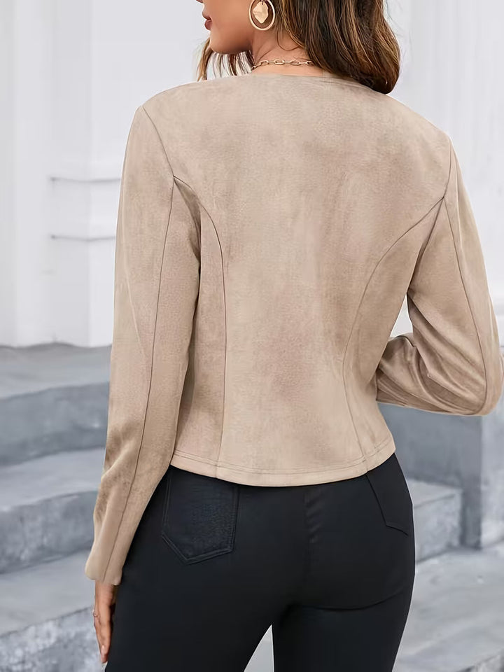 Eria - Veste en Daim À Col Rond Et Fermeture Éclair