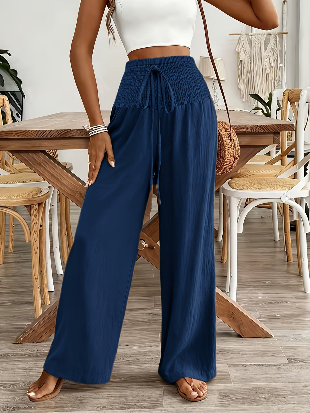Rebeki - Pantalon Long en Coton Respirant