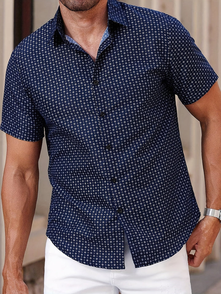 Orvian - Chemise À Manches Courtes À Imprimé Géométrique Et Boutons