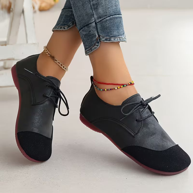 Zuniya - Chaussures Confortables à Talons Compensés Bas et à Lacets