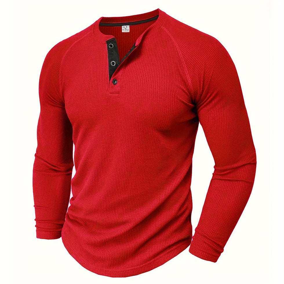 Jarik - T-shirt Henley À Manches Longues Texturé