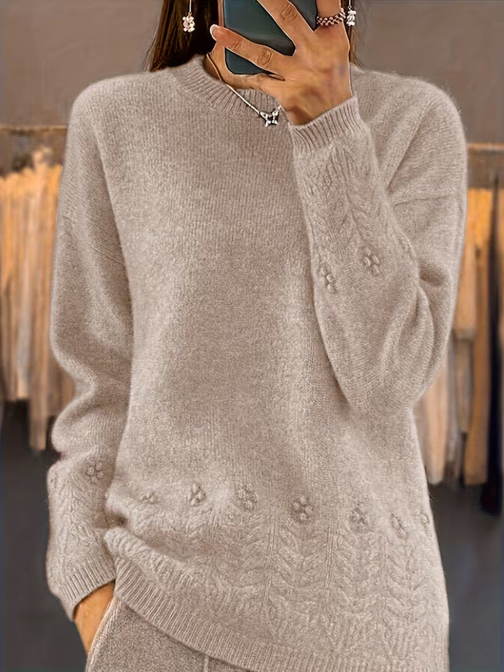Ghizala - Pull À Col Rond en Maille À Motif Floral